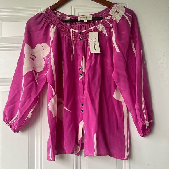 Yumi Kim Tops - Yumi Kim 100% Silk Shirt - Size Small - BRAND NEW - NWT Pink 3/4 Sleeve Shirt